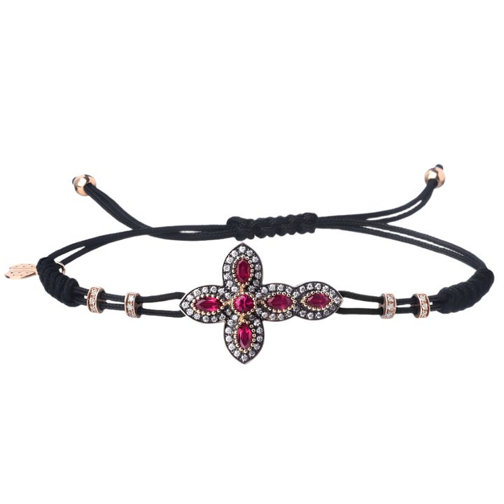 CROSS - CHRISTIAN BRACELET - GOLD, DIAMONDS, AND RUBIES
