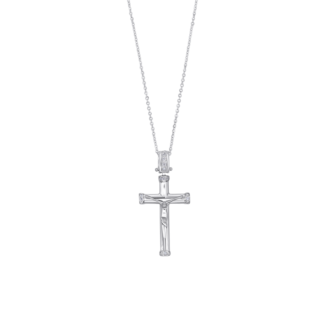 DIAMOND CRUCIFIX - NECKLACE - WHITE GOLD