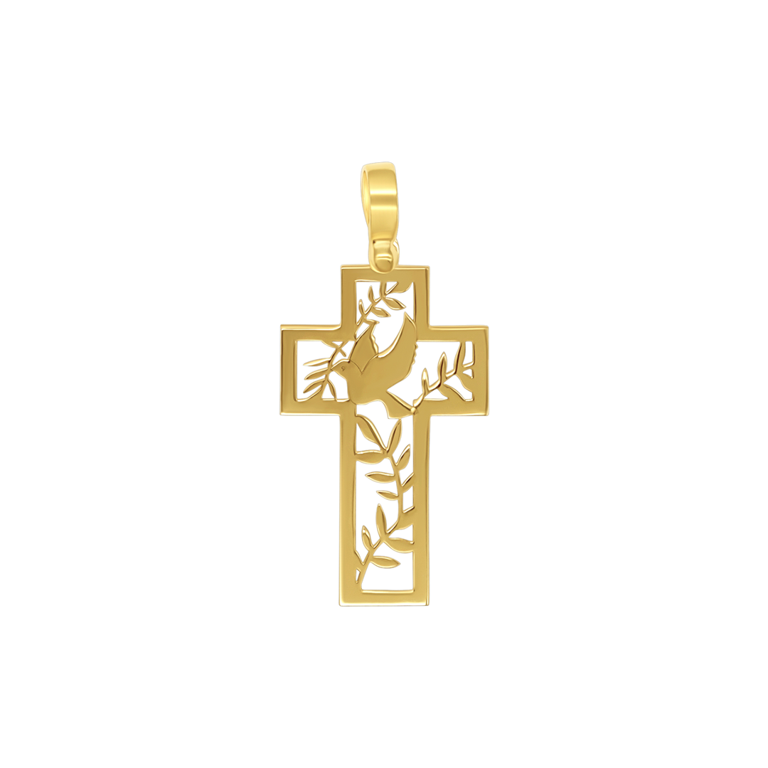 DOVE OF PEACE - CROSS PENDANT - GOLDEN SILVER