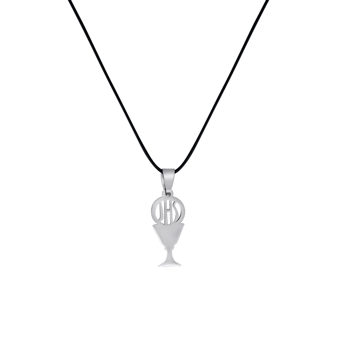 FIRST COMMUNION NECKLACE - RUBBER CORD AND STEEL