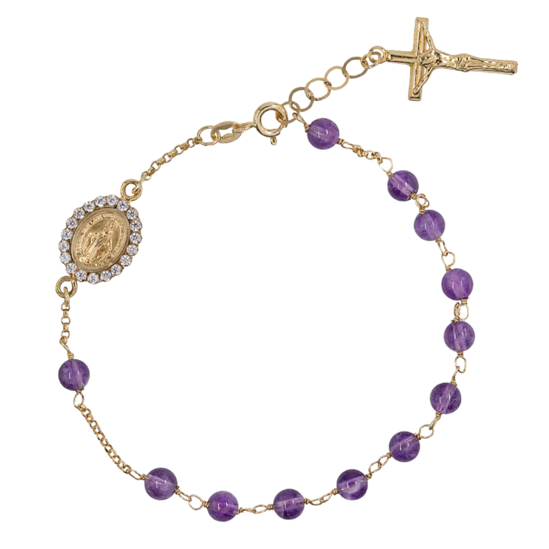 ROSARY BRACELET - GOLD AND AMETHYST