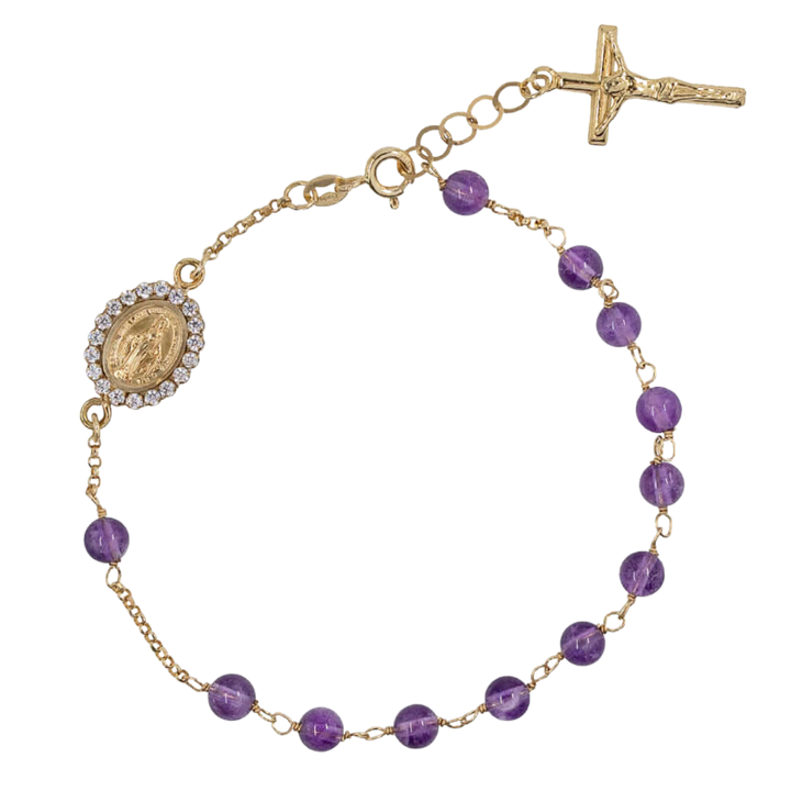 ROSARY BRACELET - GOLD AND AMETHYST