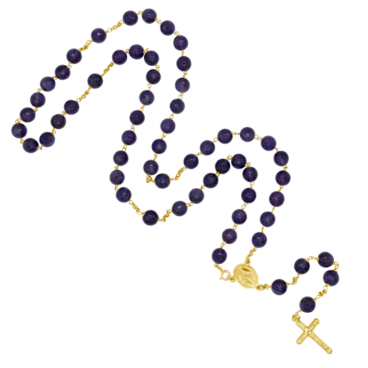 AMETHYST ROSARY BEADS - GOLD