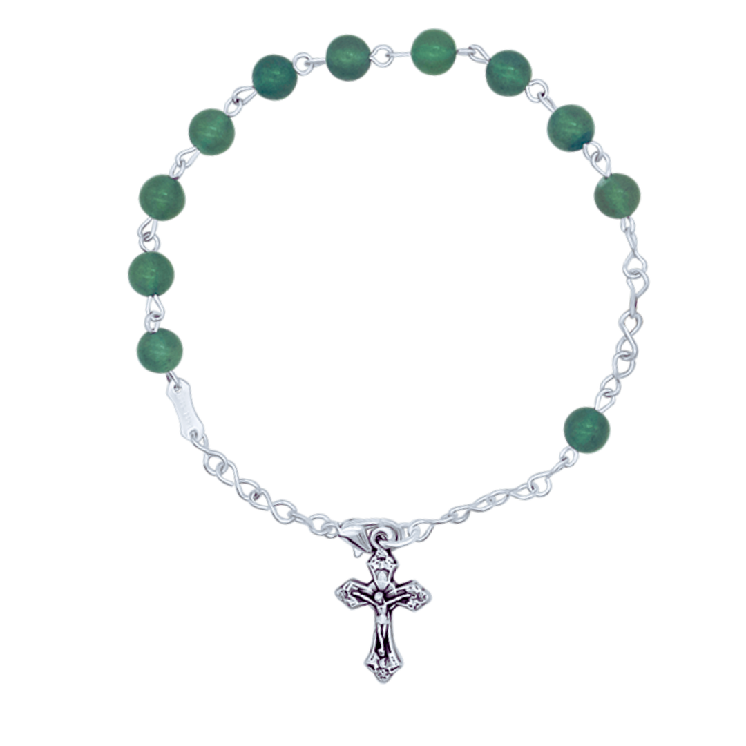 ROSARY BRACELET GREEN STONES - METAL