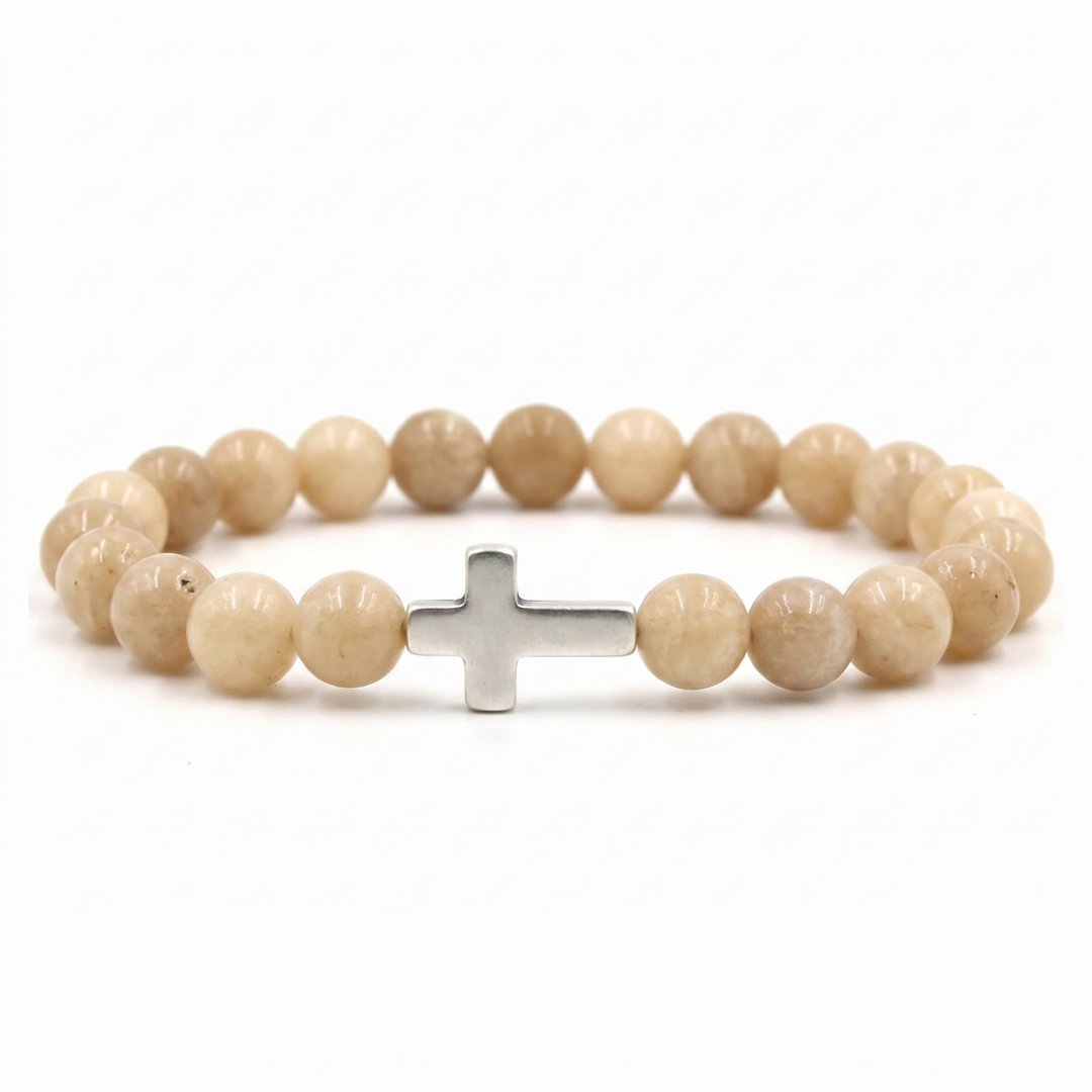Free Today : Bone Beige Cross Bracelet