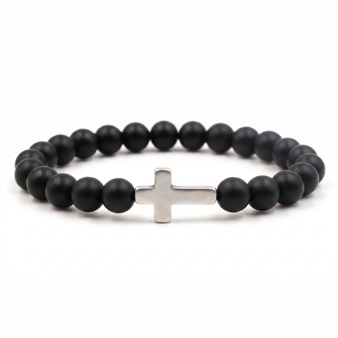 Free Today : Onyx Black Cross Bracelet