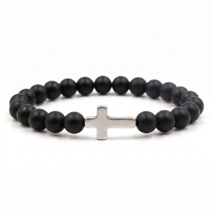 Free Today : Onyx Black Cross Bracelet