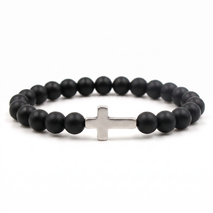 Free Today : Onyx Black Cross Bracelet