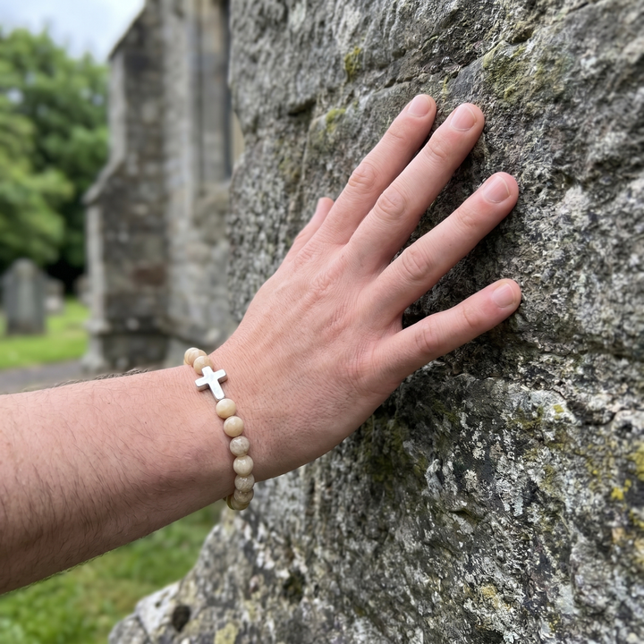 Free Today : Bone Beige Cross Bracelet
