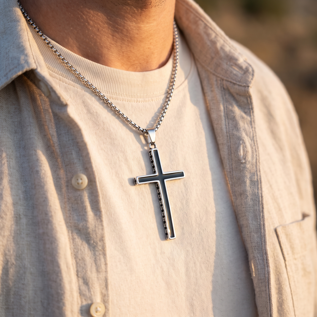 Onyx Cross Necklace