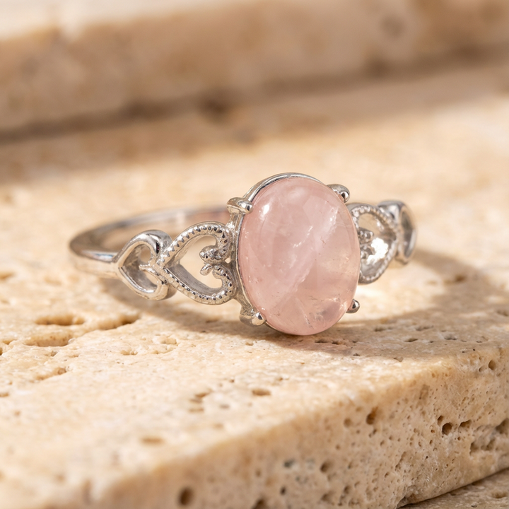 "Serenity Rose" Adjustable Ring in Rose Quartz