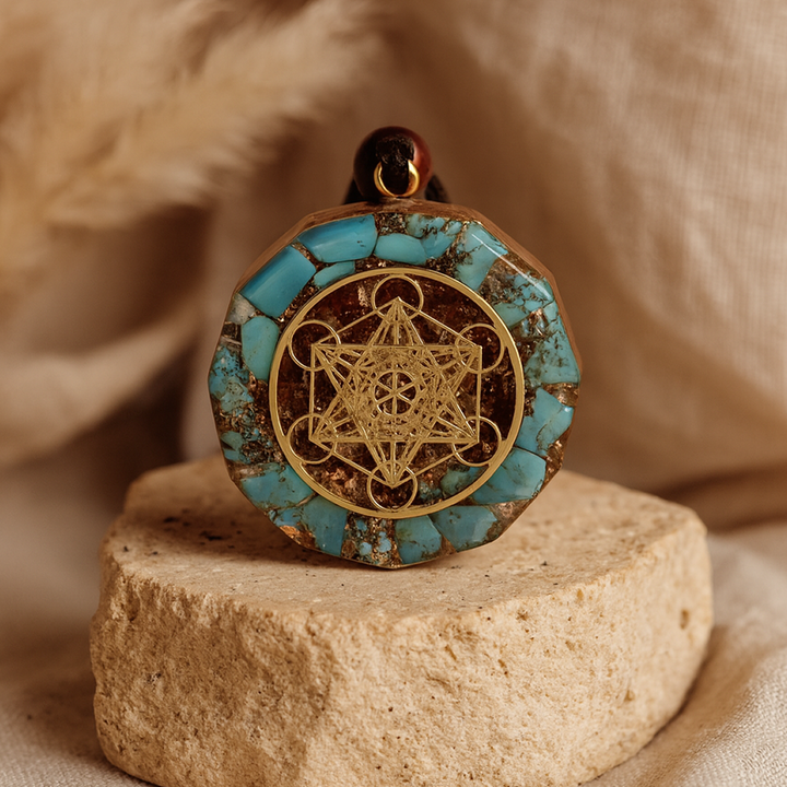 Metatron Orgonite Pendant in Turquoise