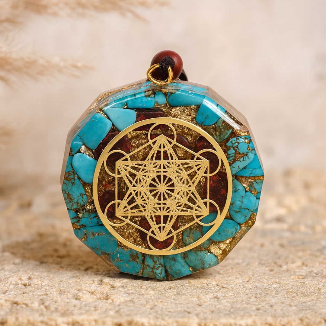 Metatron Orgonite Pendant in Turquoise