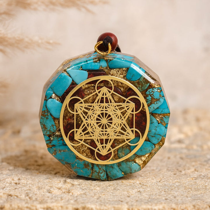 Metatron Orgonite Pendant in Turquoise