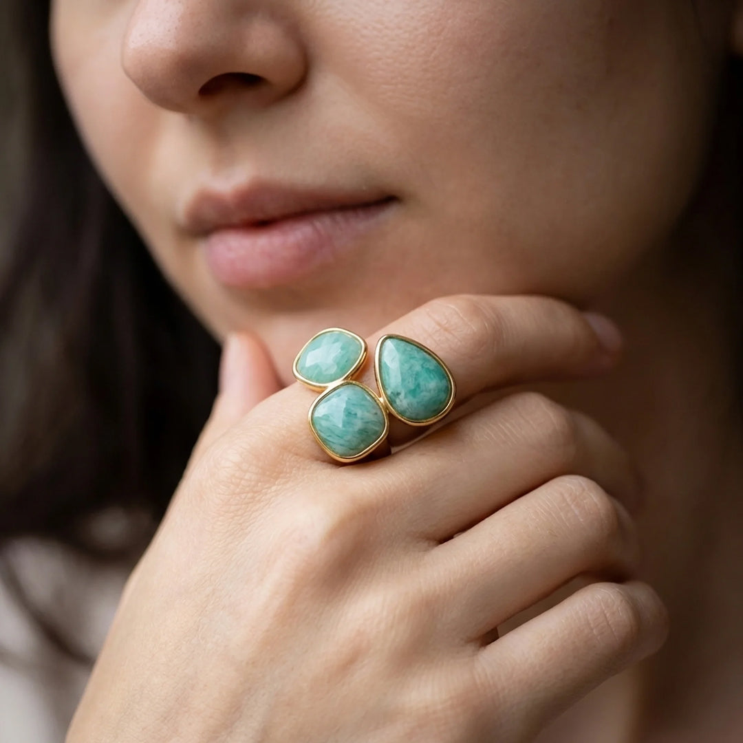 "Triple Wave" Ring in Amazonite