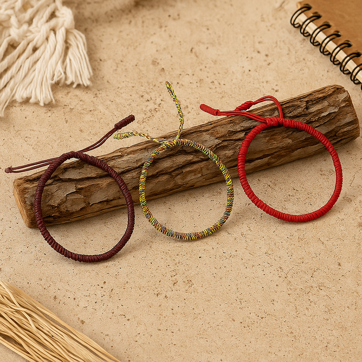 Tibetan Style Bracelet Trio "Good Luck"