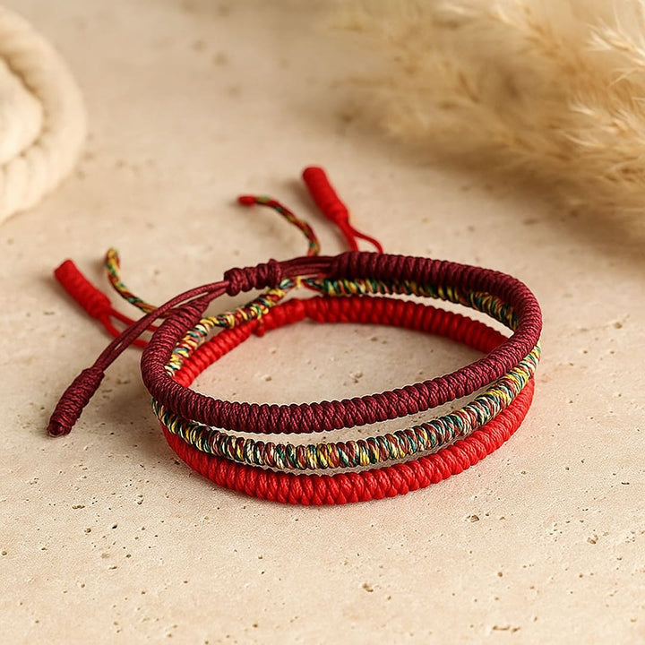 Tibetan Style Bracelet Trio "Good Luck"