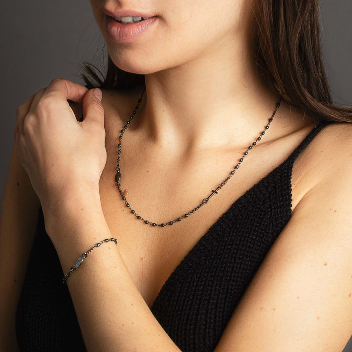 MIRACULOUS IN CROSS - NECKLACE - BLACK SILVER