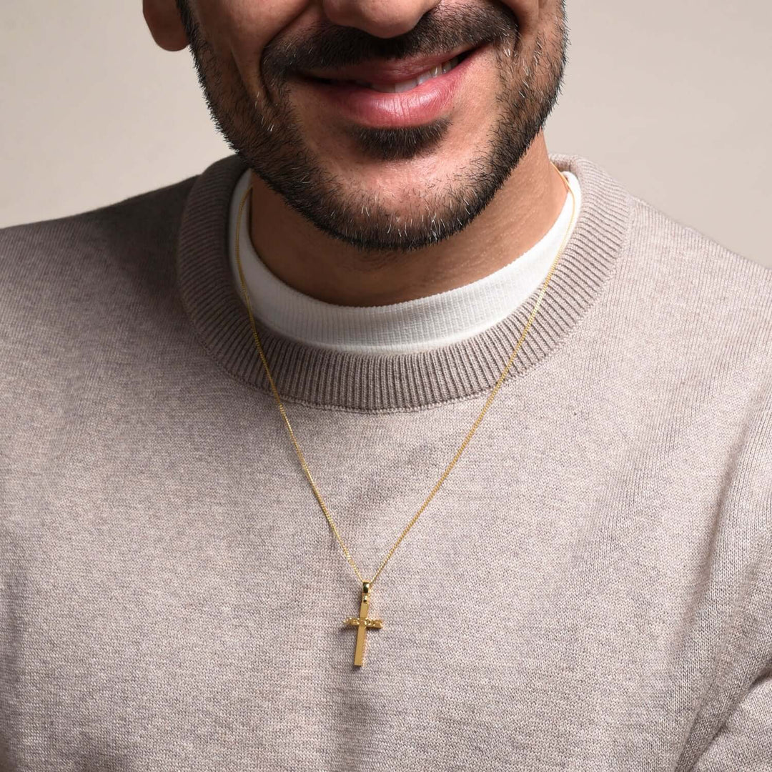 JESUS CROSS PENDANT - GOLDEN SILVER