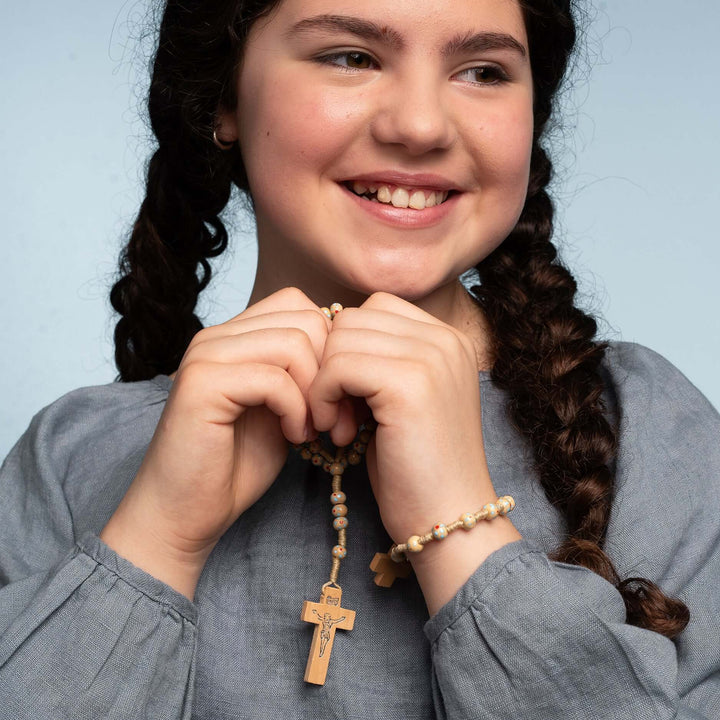 KINDER ROSARY - NATURAL WOOD