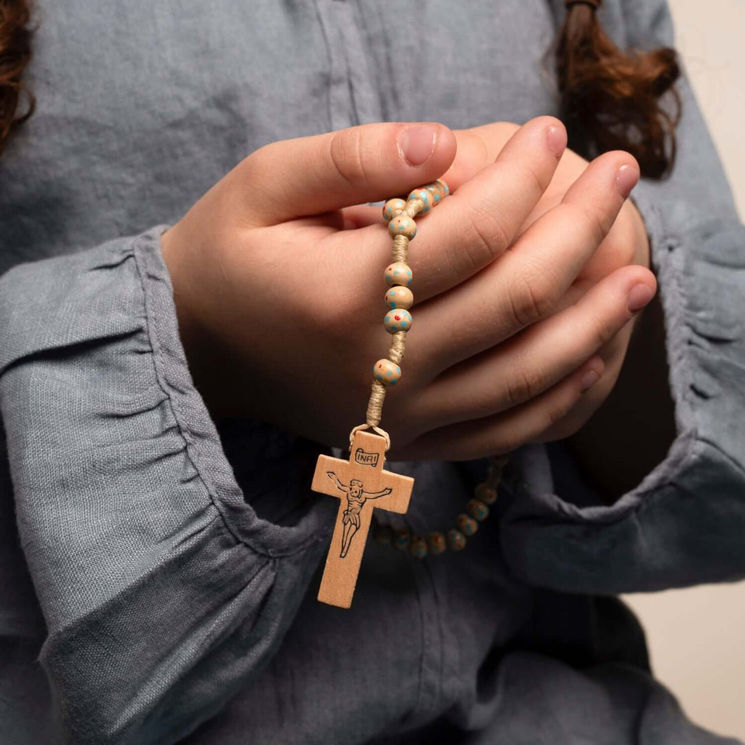 KINDER ROSARY - NATURAL WOOD