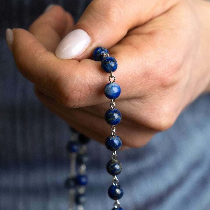 LAPIS LAZULI ROSARY - SILVER