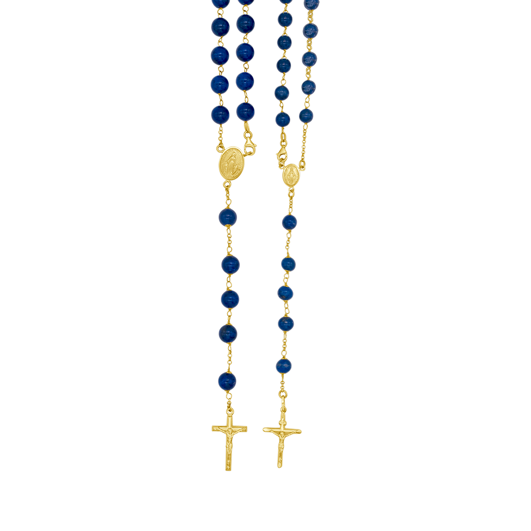 LAPIS LAZULI BEADS - ROSARY - GOLD