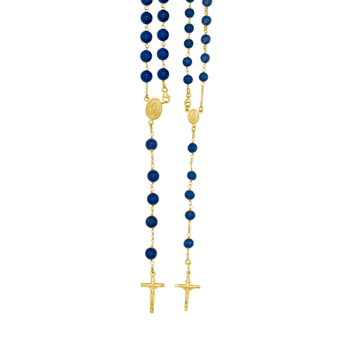 LAPIS LAZULI BEADS - ROSARY - GOLD
