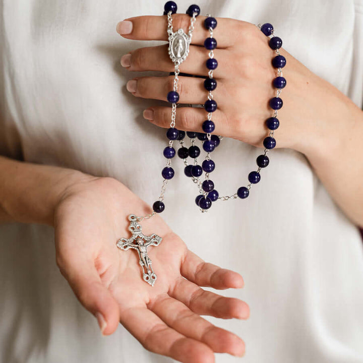 AMETHYST BEAD ROSARY - METAL