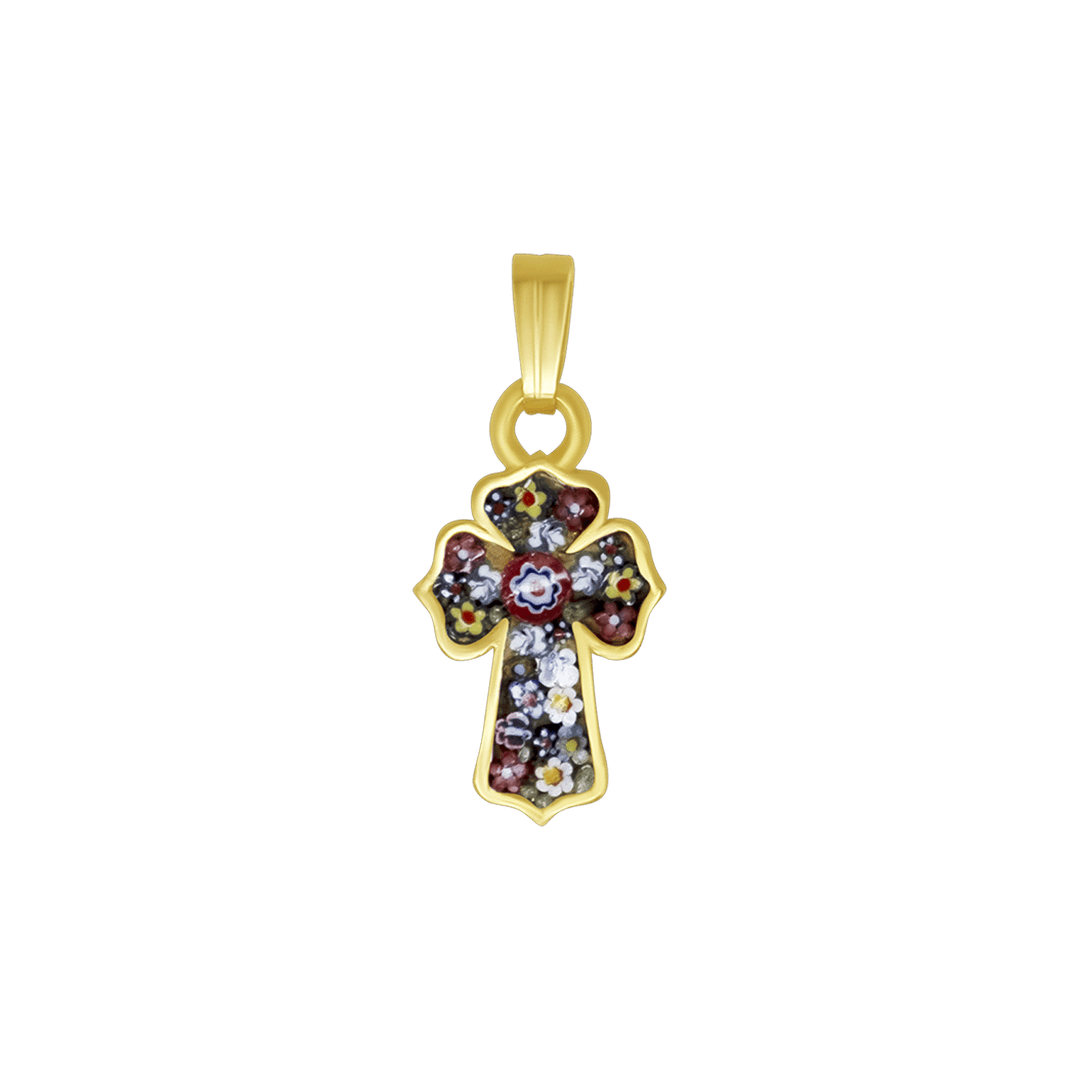 CROSS PENDANT - MICROMOSAIC JEWELRY - GOLD METAL
