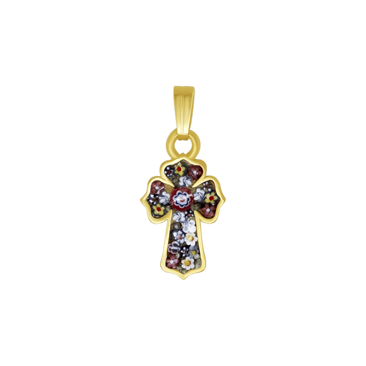 CROSS PENDANT - MICROMOSAIC JEWELRY - GOLD METAL