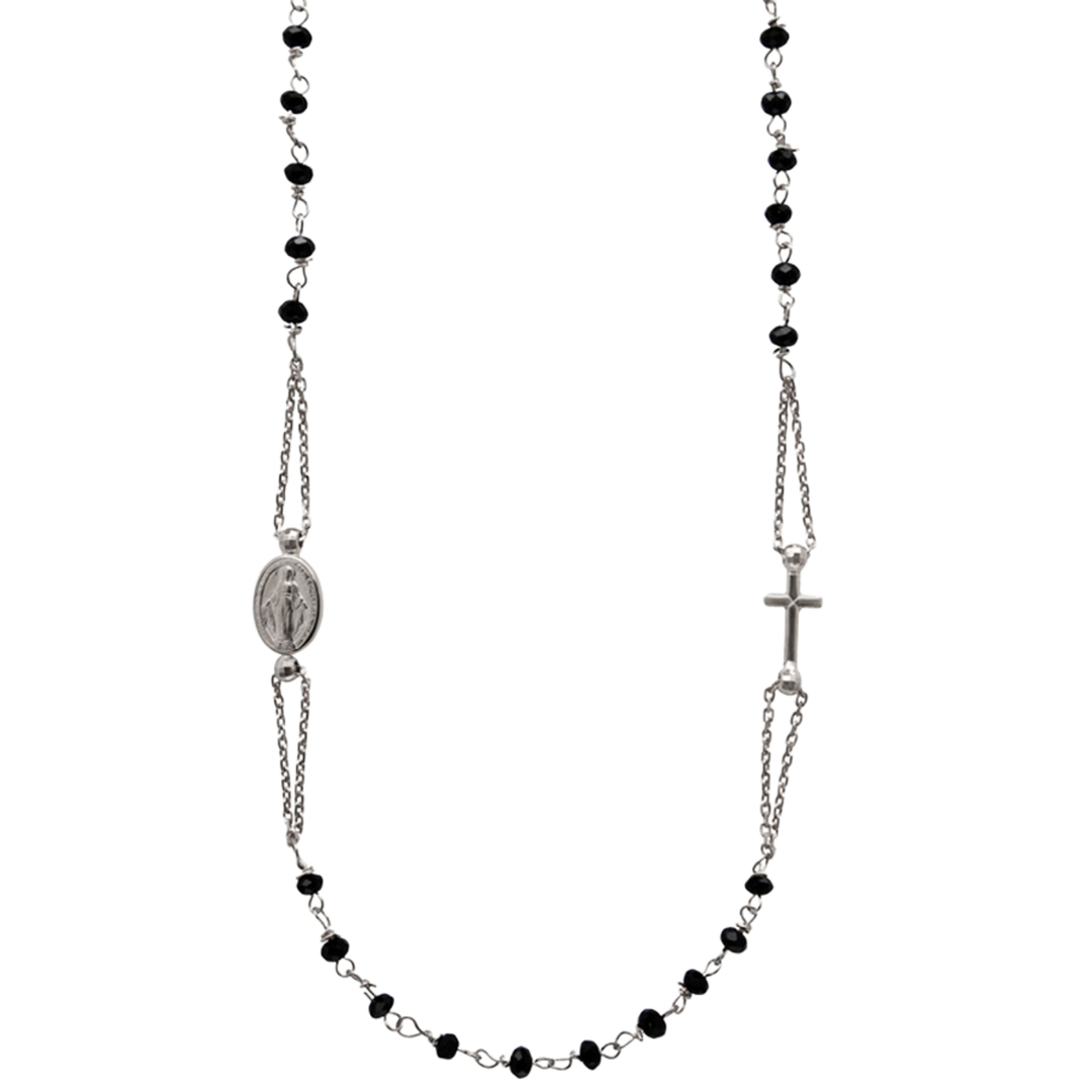 MIRACULOUS CROSS - CRYSTAL NECKLACE - SILVER