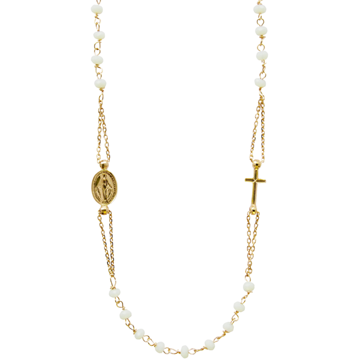 MIRACULOUS CROSS - CRYSTAL NECKLACE - VERMEIL SILVER