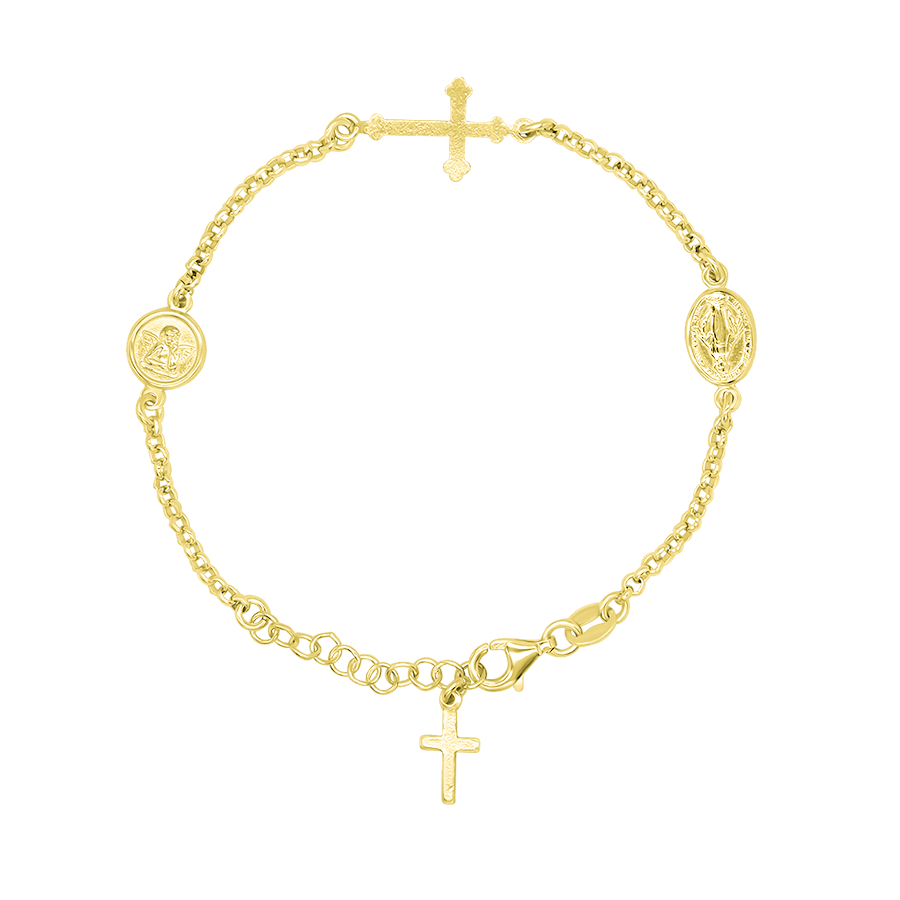 MIRACULOUS MEDAL IN ANGEL - BRACELET - GOLDEN SILVER