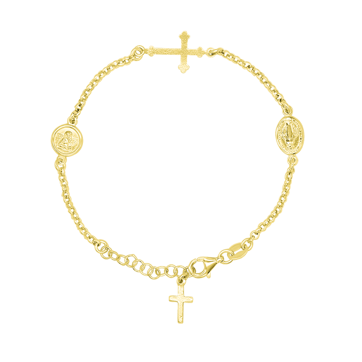 MIRACULOUS MEDAL IN ANGEL - BRACELET - GOLDEN SILVER