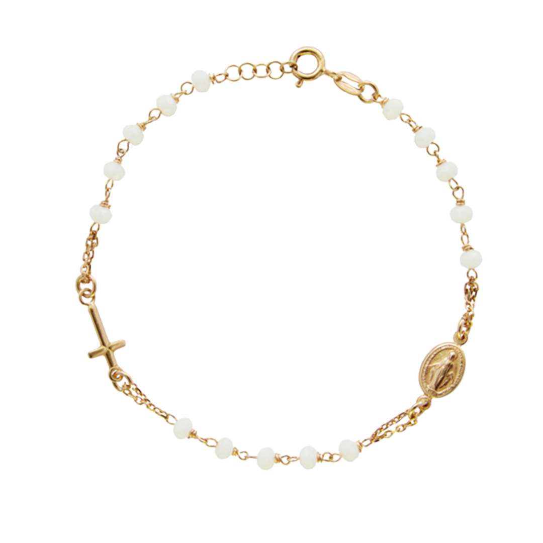 MIRACULOUS MEDAL IN CROSS - BRACELET - GOLDEN SILVER
