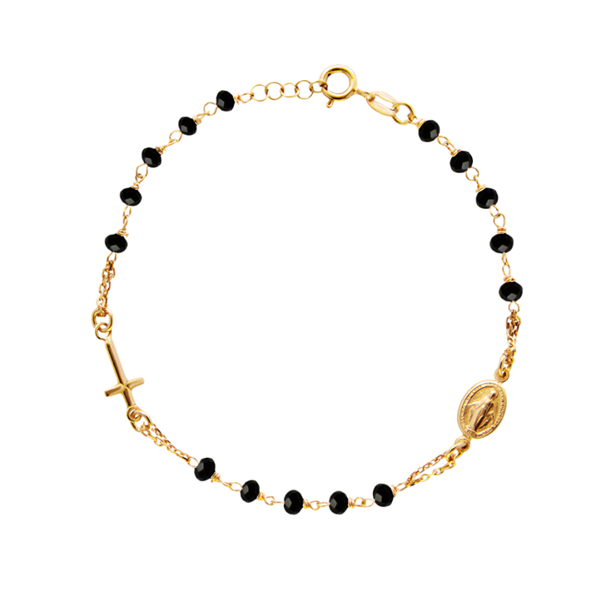 MIRACULOUS MEDAL IN CROSS - BRACELET - GOLDEN SILVER