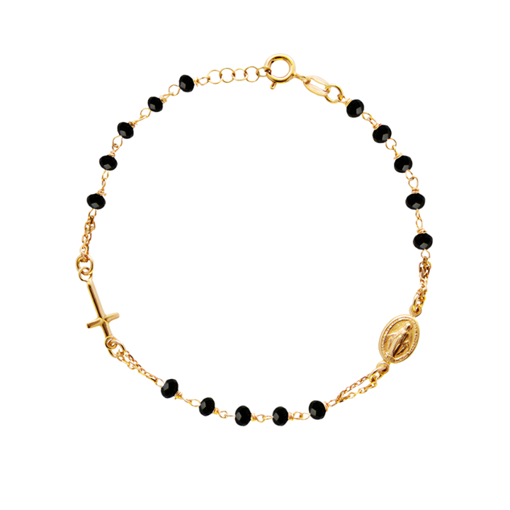 MIRACULOUS MEDAL IN CROSS - BRACELET - GOLDEN SILVER