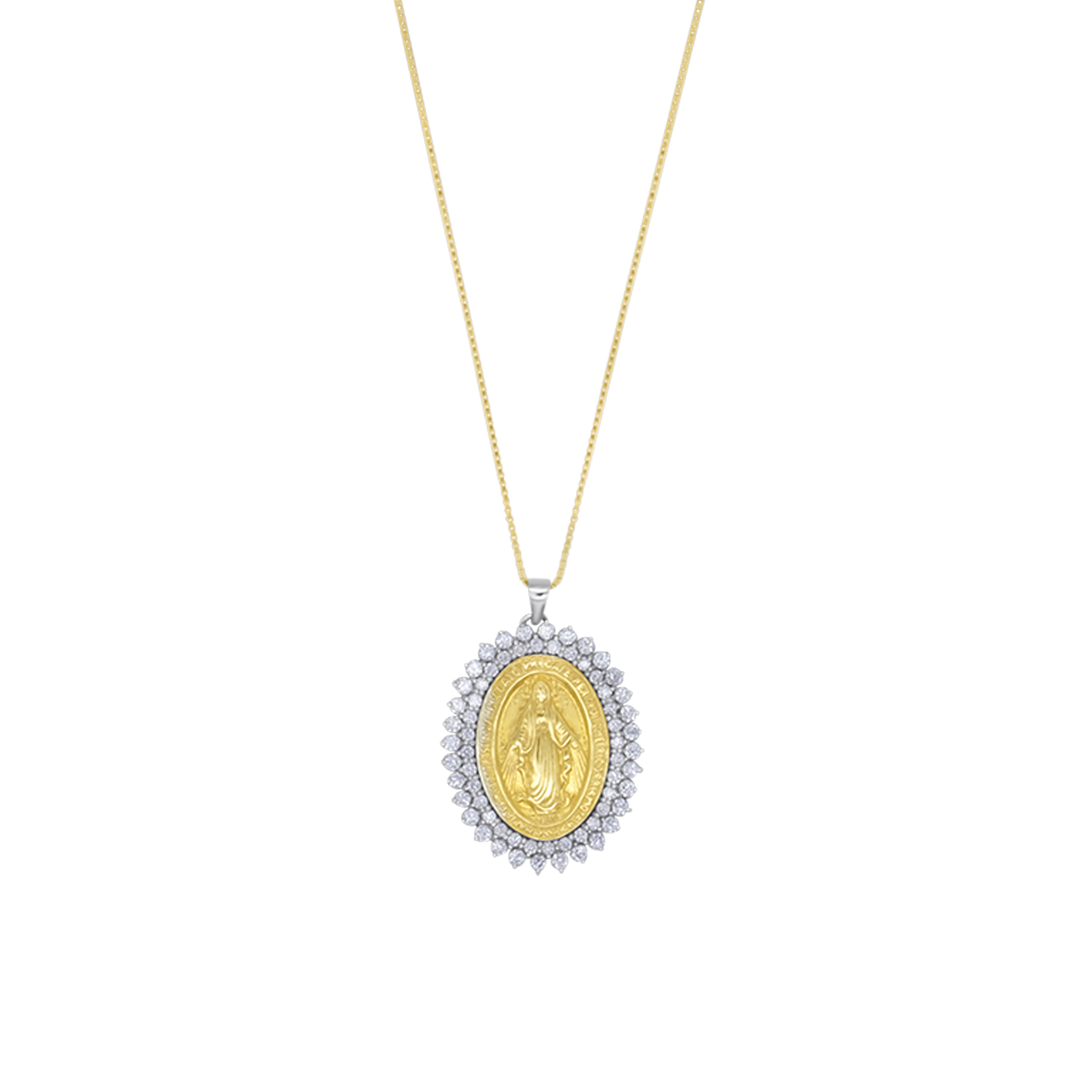 MIRACULOUS MEDAL NECKLACE - GOLD AND DIAMONDS