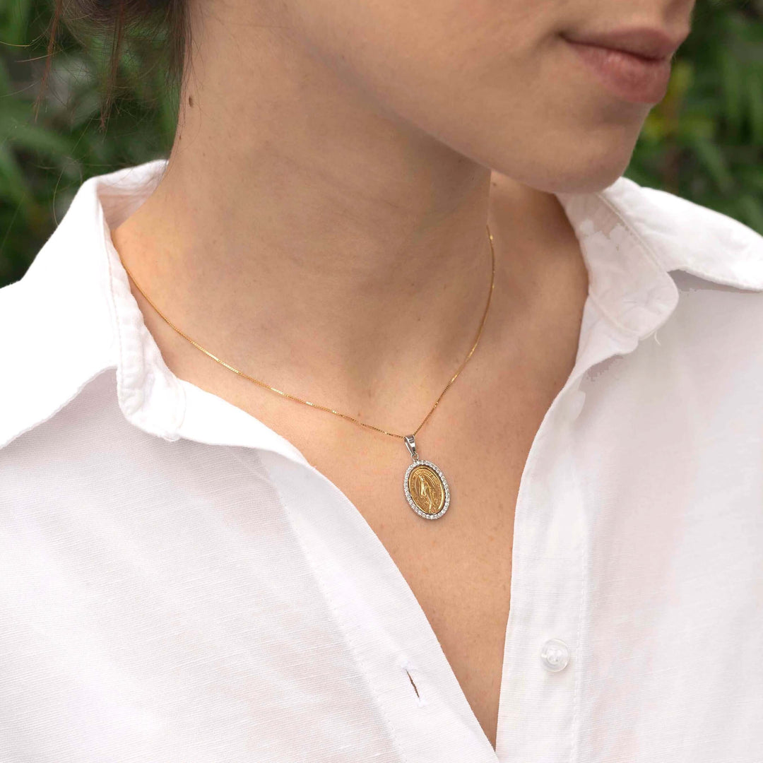 MIRACULOUS MEDAL NECKLACE - DIAMONDS - GOLD