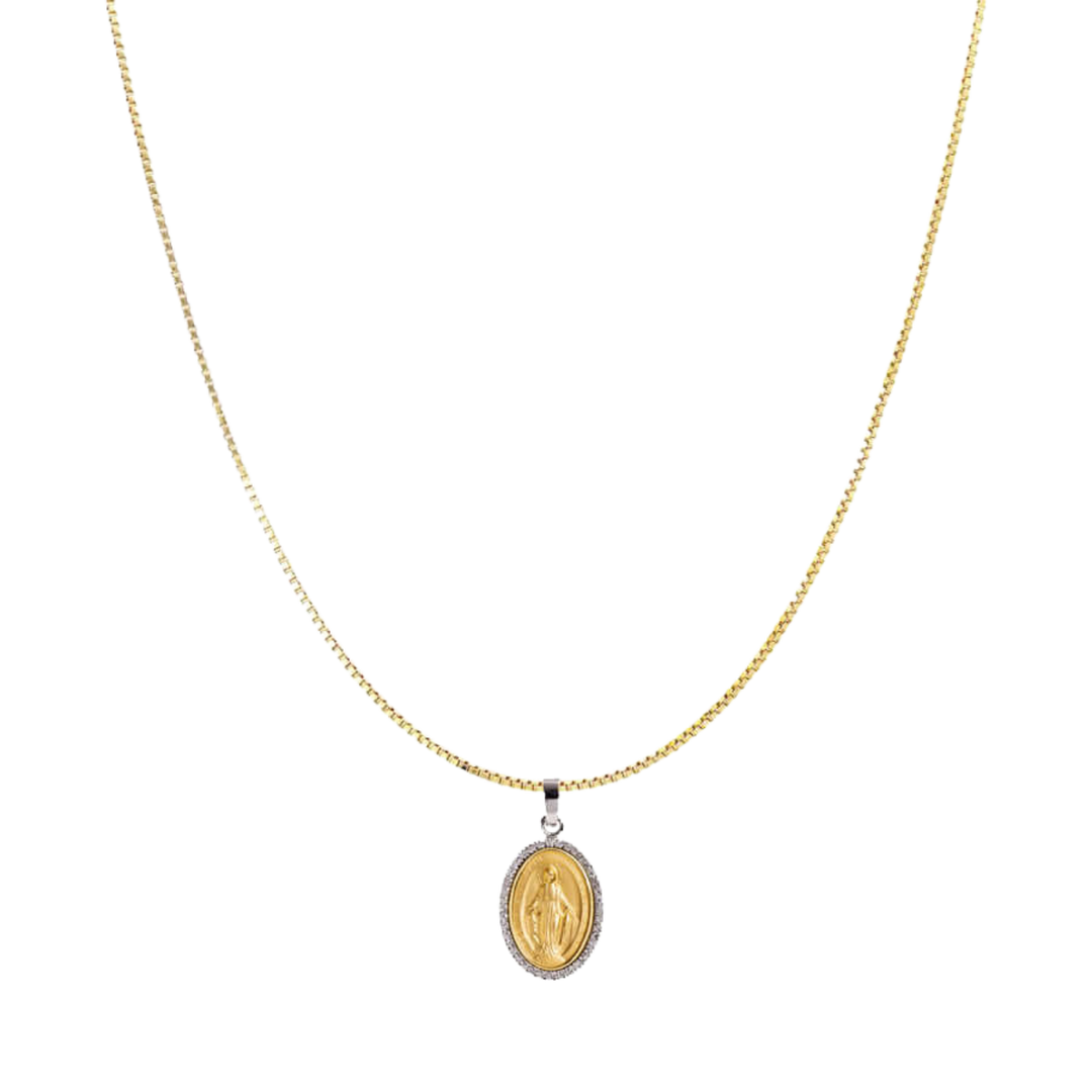 MIRACULOUS MEDAL NECKLACE - DIAMONDS - GOLD