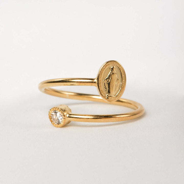 MIRACULOUS MEDAL WITH ZIRCONIA DOT - RING - VERMEIL SILVER