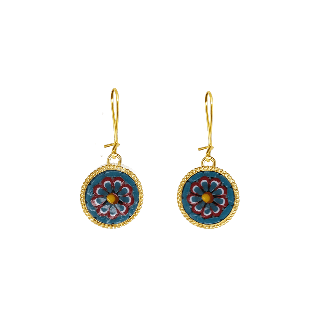 EARRINGS - MICROMOSAIC JEWELRY - GOLD METAL