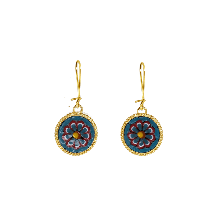 EARRINGS - MICROMOSAIC JEWELRY - GOLD METAL