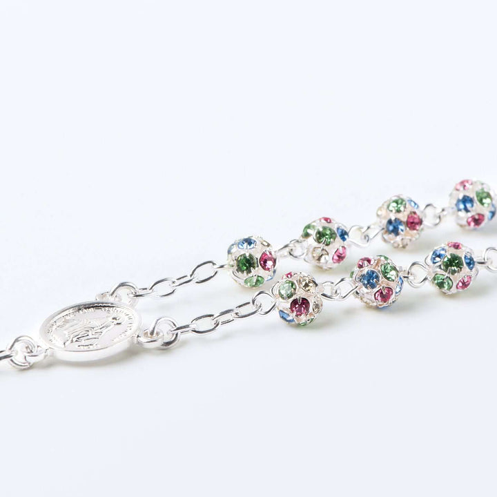 STRASS BALL ROSARY - SILVER