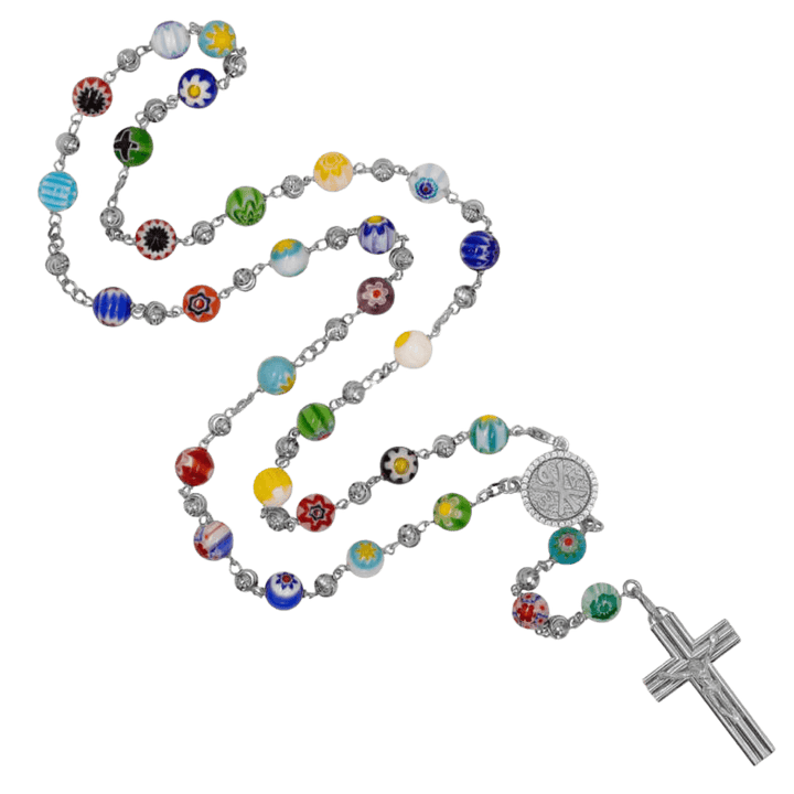 MURRINA GLASS BEADS - ROSARY - SILVER