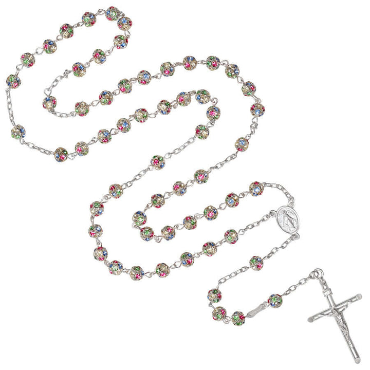 STRASS BALL ROSARY - SILVER