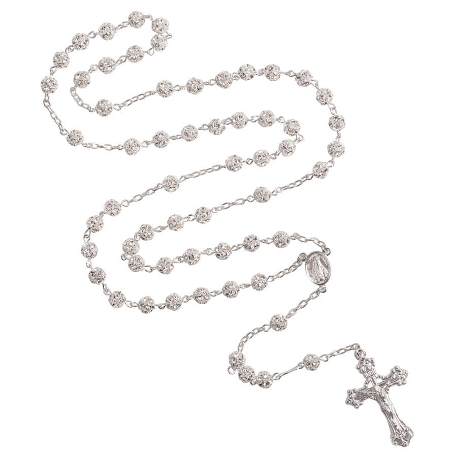 STRASS BALL ROSARY - SILVER