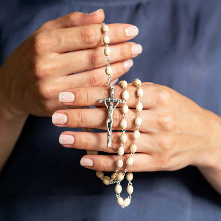 MAPLE WOOD ROSARY - METAL