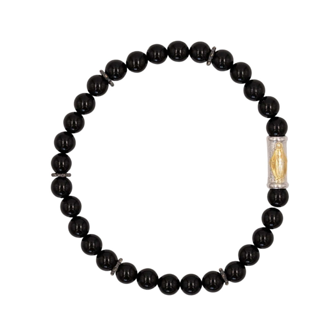 OUR LADY OF GRACE BRACELET - ONYX AND SILVER